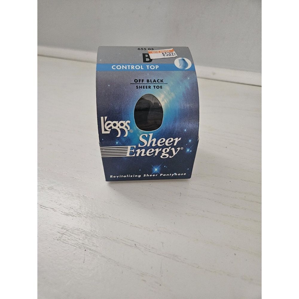 Vintage 2002 L'eggs Sheer Energy Control Top Pantyhose Off Black Size B 655 03